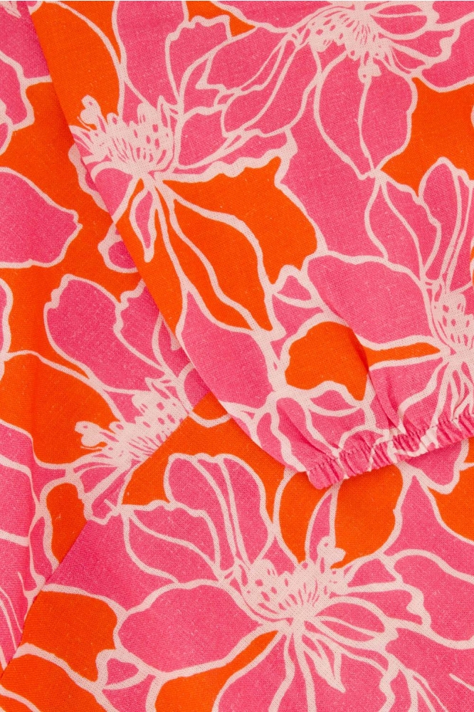 JURK MET BLOEMEN PRINT 0301 107 7191 FEL ROZE/ORANJE